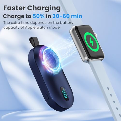 Portable Magnetic Wireless Charger Duo for Apple Watch – 2800 m Ah High-Speed Charging Power Bank for All Series (1-10, SE, Nike, Ultra) – Sleek Black & White Design for Ultimate Portability and Active Lifestyles