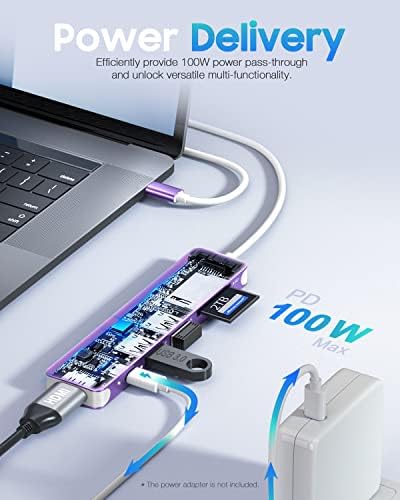 Unlock Seamless Connectivity with the Hiearcool 7-in-1 USB C Hub Adapter – High-Speed USB 3.0, 4 K HDMI Output, and 100 W Power Delivery for Mac Book Pro and Type C Devices – Your Ultimate Multi-Port Solution for Enhanced Productivity and Effortless Data Transfer