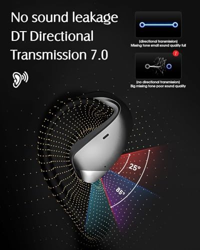 Ultimate Open Ear Bluetooth 5.3 Sports Earbuds with 48-Hour Playtime – Exceptional Hi-Fi Stereo Sound, Secure Earhooks for Active Use, LED Battery Life Display, Advanced ENC Noise Cancellation, Sweat-Resistant for Maximum Longevity, Compatible with All Devices for Uninterrupted Enjoyment