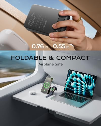 Revolutionary KU XIU 3-in-1 Mag-Safe Wireless Charging Station & Portable Power Bank – 5000 m Ah Fast Charger for i Phone 12-16, Apple Watch Ultra & Air Pods – Ultra-Compact, Foldable Design with Adjustable Viewing Stand for Effortless Travel – Advanced Compatibility & Intelligent Charging Solutions Explore the ultimate charging solution with the KU XIU 3-in-1 Mag-Safe Wireless Charger that seamlessly integrates a powerful 5000 m Ah battery, a versatile stand, and a cutting-edge charging station. Designed for modern travelers, this compact device supports i Phone 12-16 models, Apple Watch Ultra, and Air Pods, ensuring rapid 15 W wireless charging and 20 W PD for USB-C gadgets. The precision-engineered adjustable stand enhances your viewing experience while charging, making it perfect for entertainment on-the-go. Enjoy a sleek, foldable design that fits effortlessly in your pocket or bag, meeting aviation standards for hassle-free travel. With intelligent charging technology, prioritize device safety and longevity while enjoying a charging efficiency of up to 95%. Elevate your charging experience with the KU XIU – the perfect blend of style, practicality, and performance for today’s tech-savvy users.