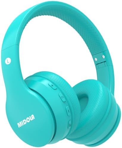 Experience Ultimate Sound Safety with MIDOLA Bluetooth 5.3 Over-Ear Headphones for Kids – Wireless Audio Bliss with Volume Control (85/110 d B), 60-Hour Playtime, and Foldable Design in Trendy Blue – Perfect for School, Travel, and Home Adventures!
