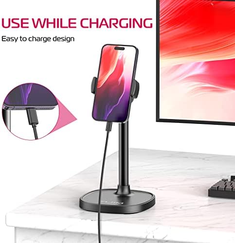 ULANZI Cell Phone Stand Mount for Desk, Vijim HP004 Adjustable Height & Angle Phone Holder, 360 Degree Rotating Desktop Phone Stand Compatible with iPhone, Samsung and All Phones – Enhanced Compatibility and Speed