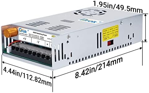 DROK 24 V Adjustable Power Supply – High-Efficiency AC to DC Converter for Reliable Power Delivery, 20 A 480 W Regulated Adapter Perfect for Computer Labs and Versatile Electronic Applications, Adjustable 5 V to 24 V Voltage Transformer for Enhanced Performance and Compatibility