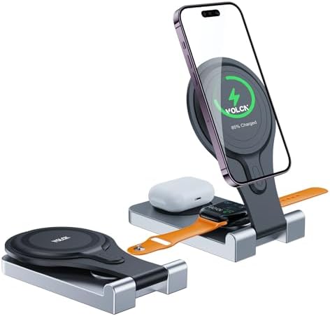 Revolutionize Your Charging Experience with the 3-in-1 Magnetic Wireless Charger – Foldable, Travel-Friendly Charging Station for i Phone 16/15/14/13/12, Apple Watch, and Air Pods – Mag Safe Compatible for Rapid Power-Up and Seamless Multi-Device Charging