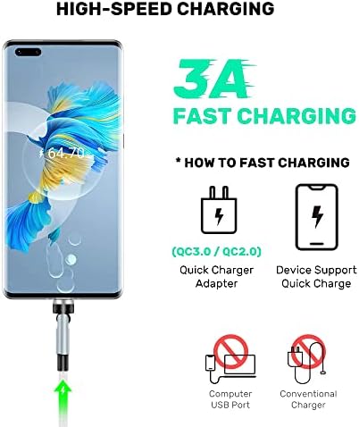 Revolutionize Your Charging with 540° Rotate Magnetic Charging Cables – 6.6 ft, 3-Pack, Universal Compatibility for USB Type C & Micro USB Devices, Fast Charging & 480 Mbps Data Transfer for Effortless Connectivity