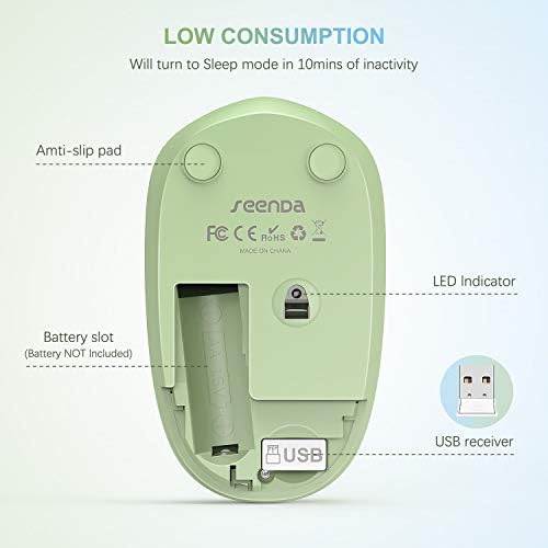 Light Blue Wireless Mouse – Ultra-Quiet 2.4 GHz Noiseless Computer Mouse with USB Receiver for Seamless Windows Experience – Portable, Ergonomic Design for Home, Office, or Travel