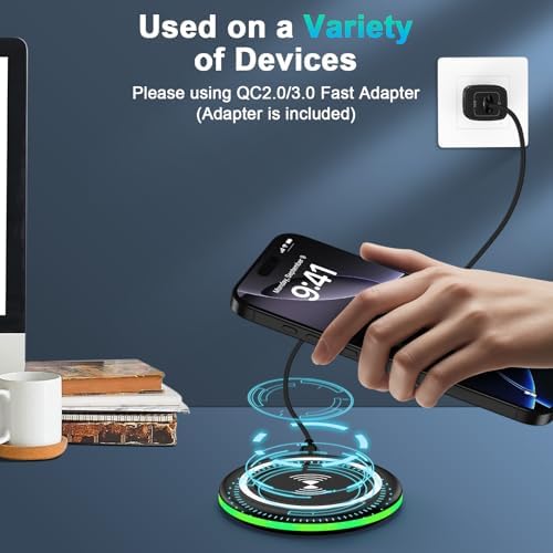 Samsung 15 W Wireless Fast Charging Pad with QC 3.0 Adapter – Enhanced Compatibility for Galaxy S25 Ultra, S24 FE, i Phone 16 Series, and Google Pixel 9 – Sleek, Sleep-Friendly Design for Rapid and Safe Device Charging – Universal Wireless Charger Station for All Qi-Enabled Devices – Lightweight and Compact Travel-Friendly Charger Pad – Optimal Charging Stability with Rubberized Base for Non-Slip Performance – Equipped with Intelligent Protection Technology to Prevent Overheating and Short-Circuiting – Perfect Gift Choice for Tech Enthusiasts and Everyday Users – Experience Lightning-Fast Charging with Advanced Efficiency for Android and i Phone Models – Enjoy Seamless Charging Experience with LED Indicator for Peace of Mind – Includes Essential Accessories: USB Type-C Cable and QC 3.0 Wall Adapter for Ultimate Convenience.