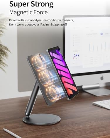 Transform Your i Pad Mini 6 (2021) Experience with LULULOOK Magnetic Stand – Ergonomic Aluminum Holder for Optimal Viewing & Drawing, Adjustable Height & Angle, Lightweight Design for Easy Portability and Versatile Portrait/Landscape Use
