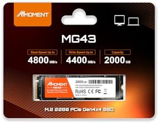 MMOMENT MT34 1 TB PCIe Gen3 NVMe M.2 2280 SSD – Supercharge Your Laptop and Desktop Performance with Blazing Fast 2000 MB/s Read Speeds for Gaming, Video Editing, and Efficient Data Management | Upgrade Your Storage Experience with Enhanced Compatibility and Reliability