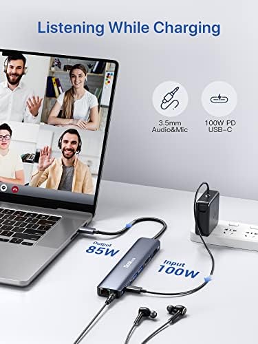 Transform Your Workspace with the dockteck 7-in-1 USB C Hub: Ultimate 4 K HDMI Adapter, Fast Ethernet, and 100 W Power Delivery for Mac Book, i Pad Pro, and XPS – High-Speed Connectivity and Dual SD/TF Card Slots for Enhanced Productivity and Seamless Data Transfer