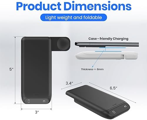 Ultimate 3-in-1 Wireless Charging Station – 20 W Fast Charger for i Phone 15/14/13/12, Apple Watch & Air Pods – Foldable Travel Design for Enhanced Portability and Universal Compatibility – Sleek, Durable, and Efficient Power Hub for Modern Lifestyles