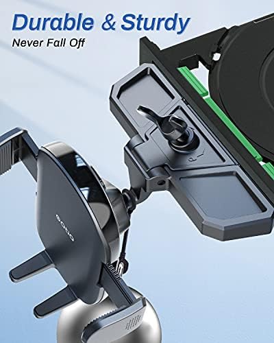 OQTIQ Car CD Phone Holder – Effortless One-Touch Release, 360° Adjustable Viewing, Universal Compatibility for i Phone & Android – Versatile CD Slot & Air Vent Mount Included for Safer Hands-Free Driving Experience