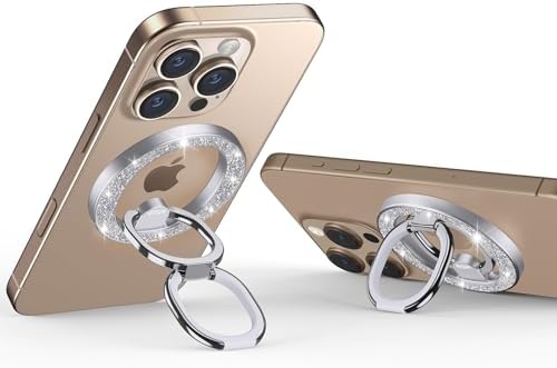 Magnetic Phone Ring Holder with 2-Way Adjustable Stand for i Phone and Galaxy – ESR Halo Lock Grip for Enhanced Stability, Secure Comfort, and Effortless Wireless Charging – Premium Zinc-Alloy Design, 1,200 g Magnetic Hold, Versatile Portrait/Landscape Viewing – Ideal for Caseless Phones and Mag Safe Cases – Black Finish for Modern Aesthetics