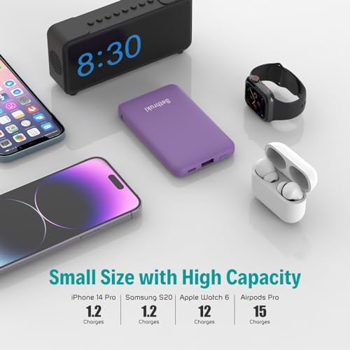 Ultra-Slim 6000 m Ah Portable Charger with Built-in Cables – Lightweight Fast Charging Power Bank for i Phone, Samsung, and Android Devices – Perfect Travel Companion for On-the-Go Power Solutions