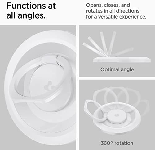 Spigen O-Mag Magnetic Phone Holder Grip for Mag Safe – Enhanced 360-Degree Rotation and Anti-Scratch Design for i Phone 16, 15, 14, 13, 12 Series & Galaxy S25/S24/S23 – Versatile Kickstand & Slip-Free Grip in Sleek Black (OM100) – Ultimate Compatibility with Magnetic Cases