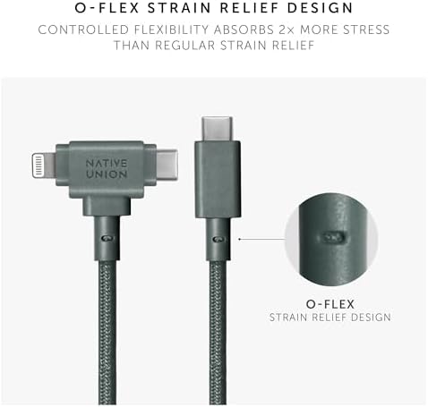 Native Union Belt Cable Duo – 5 ft Eco-Conscious Braided 2-in-1 Charging Cable with MFi Certified Lightning & Type-C Connectors – Durable, Versatile, and Perfect for Multi-Device Charging on the Go
