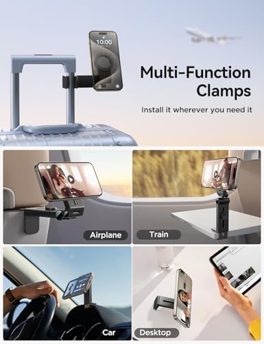 JOYROOM 2 Pack Airplane Phone Holder, Hands-Free Airplane Phone Mount, Airplane Essentials Phone Stand for iPhone 15 Pro Max 14 13 12, and Magsafe Case – Enhanced Compatibility and Speed