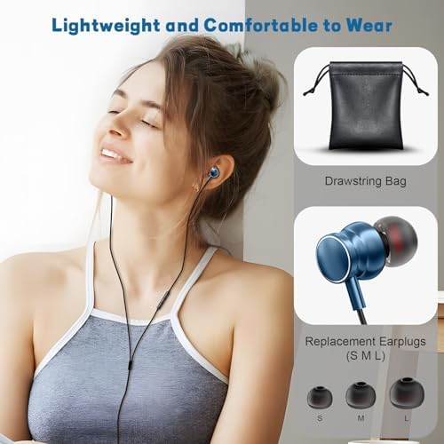 Ultimate USB C Wired Headphones for Samsung Galaxy S25/S24/S23/S22 Ultra, i Phone 15/16 Pro Max & Google Pixel 9 Pro 8 a – High-Fidelity Noise-Cancelling Earbuds with Built-in Mic, Volume Control & Ergonomic Comfort – Experience Unmatched Audio Clarity in Striking Blue