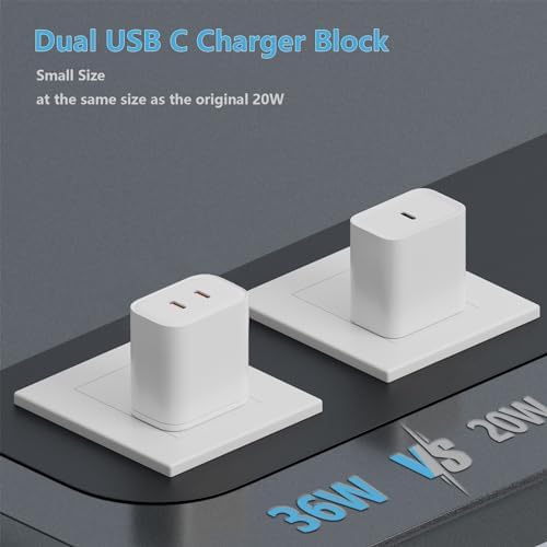 High-Speed Ga N 36 W Dual USB-C Charger Block – 4-Pack Efficient Power Solution for i Phone 15/14/13, i Pad, Samsung Galaxy, Pixel, and i Watch – Portable Dual Port Fast Charging with Safety Features for Home and Travel Use