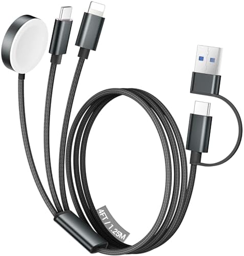 Temdan 3-in-2 USB C Charging Cable: Versatile Multi-Device Charger for Apple Watch Ultra, SE & i Phone 12-16 – Rapid Charge, Compact Travel Essential – Stylish Pink Smartwatch Accessory for On-the-Go Power Solutions