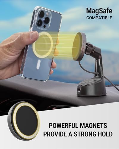 Scosche MPQMD-SP Magic Mount Charge Pro: Advanced 15 W Qi2 Fast Wireless Charging Mag Safe Car Mount for i Phone 16/15/14/13/12 Pro Max Plus – Sleek Dashboard Magnetic Holder for Effortless Charging and Driving Efficiency