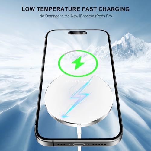 Ultra-Fast Magnetic Wireless Charger for i Phone 16/15 – 2-Pack 15 W Mag Safe Charging Pads with 20 W USB-C Wall Adapter – Seamless Alignment & Enhanced Compatibility for i Phone 12/13/14 Models – Ideal for Home, Office, and Travel