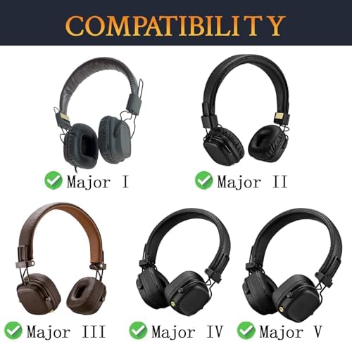 Upgrade Your Marshall Major I/II/III/IV/V Headphones with SOULWIT Cooling Gel Ear Pads – Premium Noise Isolation Cushions for Ultimate Comfort and Enhanced Sound Quality in Sleek Black Gold Design