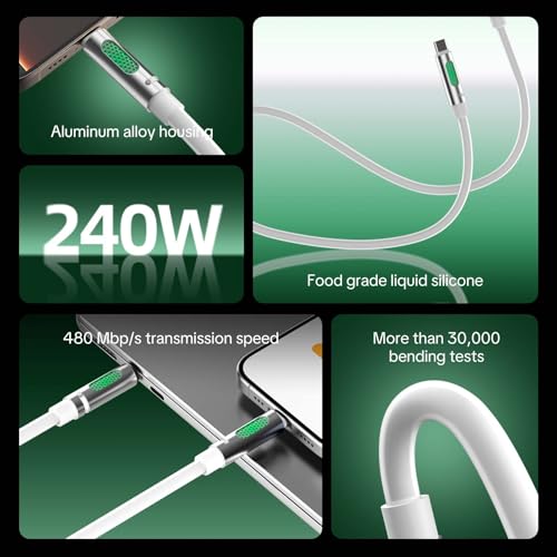 Revolutionize Your Charging Routine with the 240 W USB-C to USB-C Cable – Unmatched 480 Mbps Data Transfer, Universal Compatibility for i Phone 16/15 Pro Max, Galaxy S25/S24, & More – 6 FT of Enhanced Flexibility for Fast Charging & Reliable Performance