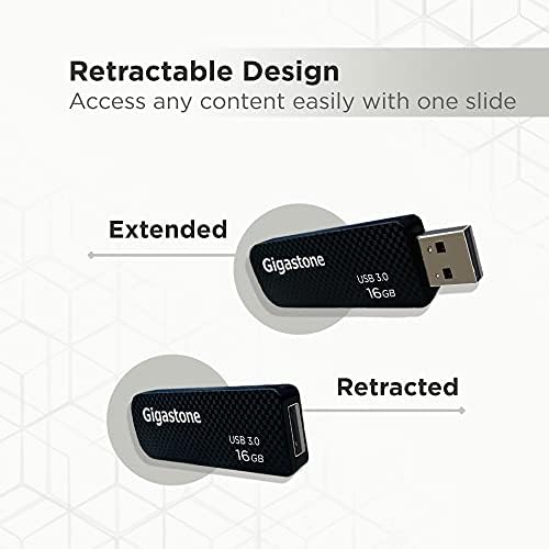 GIGASTONE Z30 128 GB Flash Drive 5-Pack – Ultra-Fast USB 3.2 Gen 1 with 100 MB/s Speed, Sleek Carbon Fiber Finish, Push-Pull Design, Keychain-Compatible for Effortless Data Transfer & Backup Across PC, Mac, TV, & Car Devices