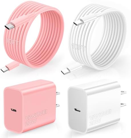 Ultimate 10 FT USB C Fast Charging Bundle for i Phone 16 Series – Dual USB C Charger Block with Long Cords for Enhanced Compatibility and Speed – Ideal for i Phone 16/16 Plus/16 Pro/16 Pro Max, i Pad, and Android Devices – Compact, Durable, and Portable Power Solution