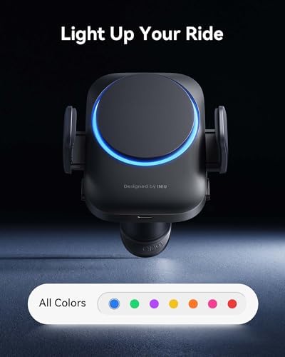 Premium INIU Mag Safe Car Phone Holder & Qi2 Wireless Charger – 360° Adjustable Auto-Clamping Mount for i Phone 16, 15, 14, 13, Xs, XR, Samsung S23 – Fast Charging & Hands-Free Convenience for Optimal Driving Experience