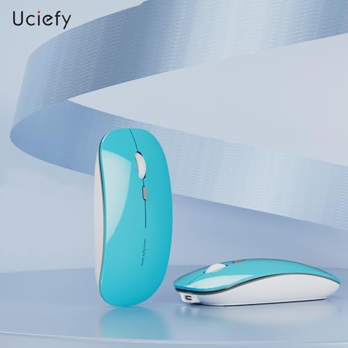 Uciefy Q5 Slim Rose Gold Wireless Mouse – Portable Optical Rechargeable Design with Silent Click, USB Receiver & Type C Adapter for Effortless PC, Laptop & Desktop Compatibility – Elevate Your Workspace with Style & Precision