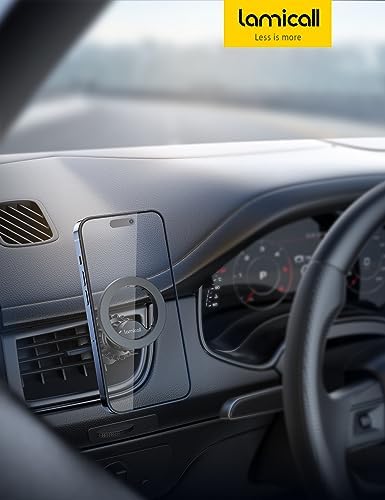 Lamicall Mag Safe Car Phone Mount – Ultra-Stable Magnetic Air Vent Holder with 20 Super Magnets for i Phone 16, 15, 14, 13 Pro Plus Max – Secure Hands-Free Navigation & Optimal Viewing Angles – Effortless Installation for Safe Driving