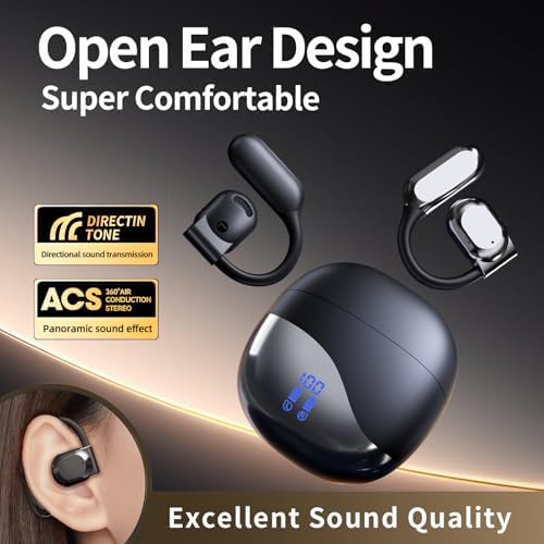 Chic Purple Wireless Bluetooth 5.4 Clip-On Earbuds for Women – Open Ear Design Enhances Comfort and Safety, Ideal Waterproof Fitness Headphones for Gym, Daily Commutes, and Leisure – Extended Battery Life & Superior Connectivity for Seamless Audio Experience