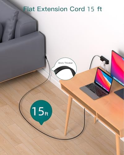 Addtam Ultra Flat Power Strip for Cruise & Travel – 5 ft Extension Cord with 6 Outlets, Compact Design for Dorms & Home Offices – No Surge Protection, Ideal for On-the-Go Charging – Lightweight & Space-Saving Solution