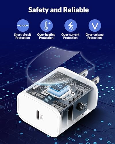 30 W USB-C Fast Charger with 10 FT Cable for i Pad Pro & Air Models – High-Speed Charging with Enhanced Compatibility for All Generations – Perfect for Travel and Everyday Use