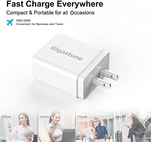 Gigastone 18 W Dual Pack USB A Wall Charger – Fast Charging QC3.0 Certified 3 A Power Adapter for i Phone 16-11 Pro Max & Galaxy S22-S20 – Compact Design for Home & Travel – Reliable, High-Speed Charging Solution