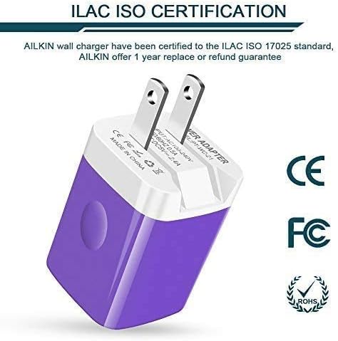 AILKIN 3 Pack Foldable Wall Charger – Dual USB Fast Charging Block for i Phone 16/15/14/13/12/11 & Android Devices – Compact AC Adapter for Enhanced Portability & Speed – Ideal for Home, Office, & Travel – Safety Features for Overcharge Protection