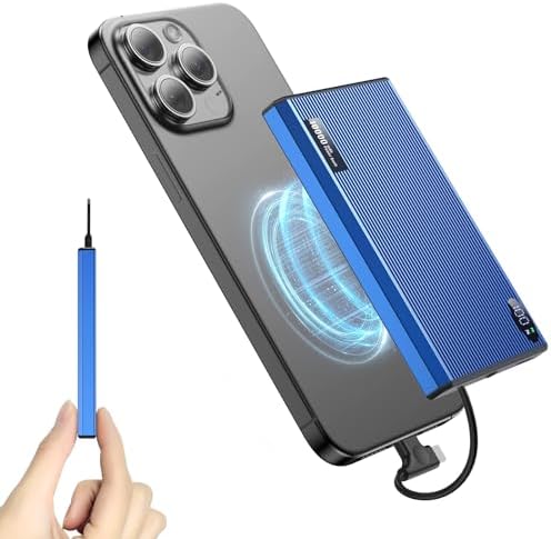 Ultra-Slim 10000 m Ah Magnetic Portable Charger for i Phone 15/14/13/12 Pro Max – Lightning-Fast USB-C PD 20 W Power Bank in Stylish Blue – The Ultimate On-the-Go Charging Solution for Maximum Compatibility and Convenience