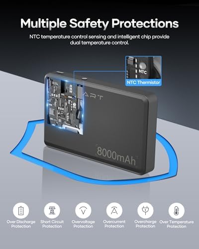 Ultra-Slim Wireless Portable Charger: 8000 m Ah Power Bank with Innovative Suction Cup for Seamless i Phone and Android Charging, 22.5 W USB-C PD Fast Charge, Ideal for Travel and Daily Use, Black – Ultimate Convenience and Efficiency