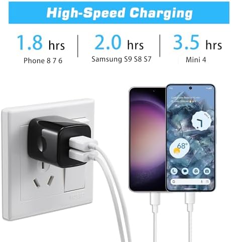 Fast Charging Dual Port USB Wall Charger 4-Pack – 2.1 A Power Adapter for i Phone 14, Samsung, Android Devices – Compact & Reliable Charging Block for Home and Travel – Enhanced Compatibility for Busy Lifestyles
