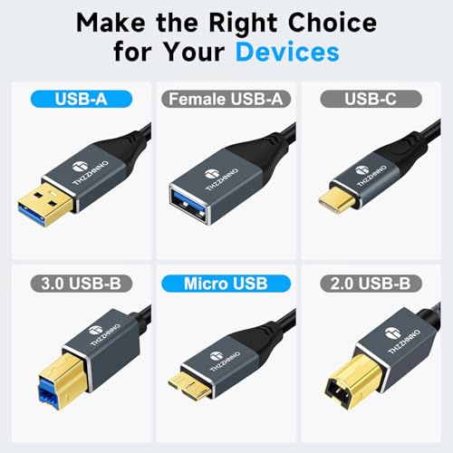 Retractable Coiled USB B to USB C Cable for High-Speed Data Transfer – 5 Gbps Compatibility with Mac, PC, Laptops, MIDI Keyboards, and DJ Controllers – Adjustable Length from 0.75 FT to 3.3 FT for Effortless Connectivity and Organization