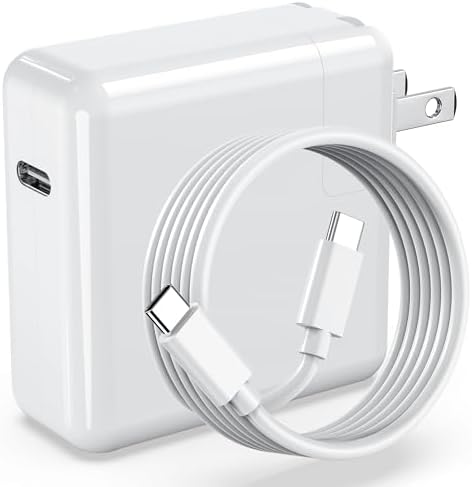 Advanced Ga N USB-C Power Adapter – 70 W, 61 W, 67 W Fast Charger for Mac Book Pro & Air (2020-2025) with 6.6 FT Cable – Ultra-Portable Charging Solution for i Pad Pro & Laptops – Reliable Performance & Efficient Power Delivery for On-the-Go Professionals