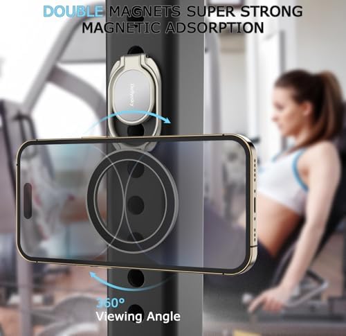 Ultimate Magnetic Phone Ring Holder – Stylish Purple Design for Enhanced Stability & Hands-Free Viewing – Double Adjustable Grip & Stand Compatible with Mag Safe for i Phone & Android – Lightweight, Anti-Fall Accessory for Effortless Handling & Customizable Angles