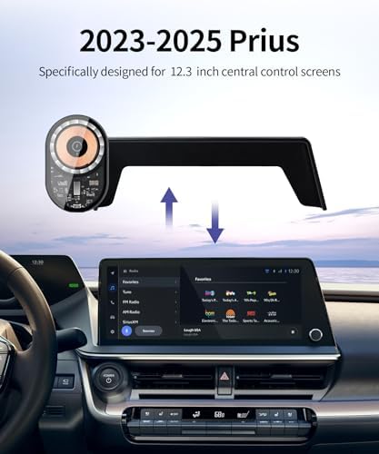 Wireless Charging car Phone Holder for Toyota Prius 2023-2025 Accessories 12.3 inch Screen Fixed Clip,360° Rotation car Phone Mount Compatible with MagSafe – Enhanced Compatibility and Speed