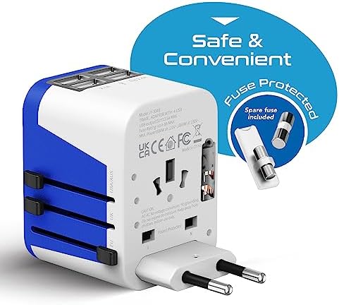 Ultimate Compact Travel Power Adapter for UK & Ireland – Dual USB & USB-C Fast Charger with 3.1 A Output – Type G Plug Converter for Seamless Global Connectivity in Hong Kong, England, Dubai, and Saudi Arabia – Safe, Efficient Design for Smart Travelers