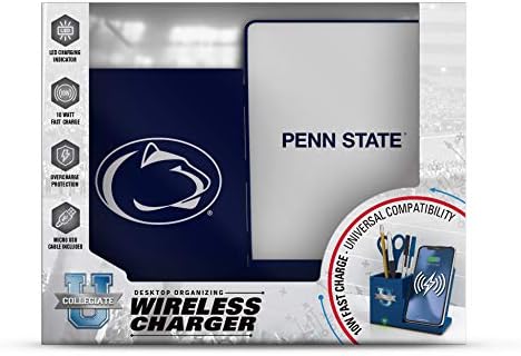 NCAA Unisex Fast Wireless Charging Stand & Desk Organizer – Stylish Multi-Device Charger for Sports Enthusiasts, Efficient Workspace Solution with Built-in Accessory Compartments