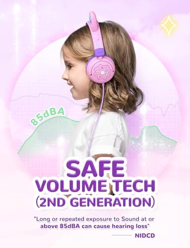 Colorful LED Cat Headphones for Kids – Safe 85 d B Volume Limit, USB-C Compatible, Perfect for Travel & Learning, Premium Stereo Sound for Tablets & i Pads, Durable & Stylish Design