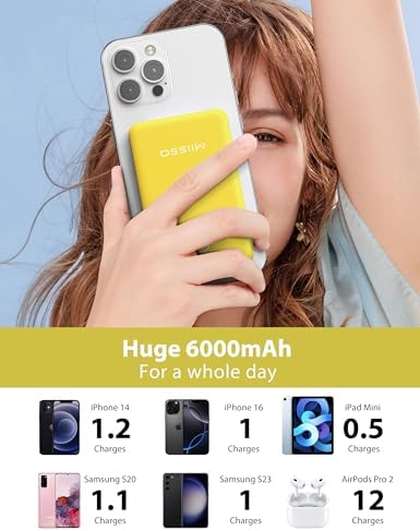 Ultra Slim 6000 m Ah Power Bank with Built-In USB C Cords – Card-Sized Portable Charger for Effortless On-the-Go Charging, Triple Output for i Phone, Samsung, Google Devices – Stylish and Compact Battery Pack for Enhanced Efficiency and Versatility
