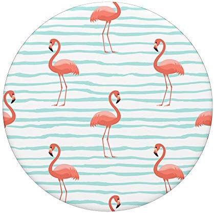 Flamingo Birds Coral and Teal Tropical Beach Summer Pattern PopSockets Grip and Stand for Phones and Tablets – Enhanced Compatibility and Speed